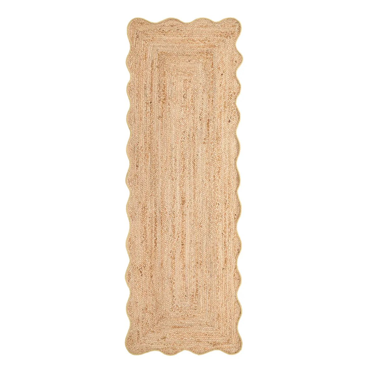 Origins Jute Scalloped Edge Rug, Yellow 120 x 170cm,160 x 230cm,67 x 200cm runner
