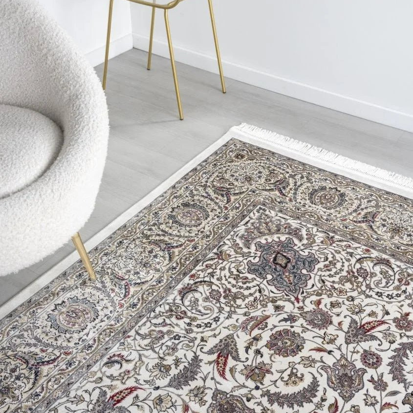 Ornate Persian Floral Ivory Rug 120 x 180cm,80 x 150cm,160 x 230cm,200 x 300cm