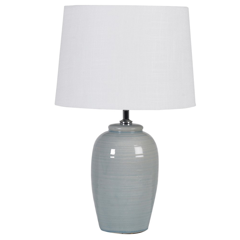 Pale Green Table Lamp with Linen Shade
