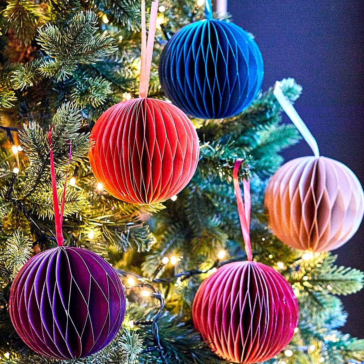 Paper Bauble Decoration, Pink, 10cm