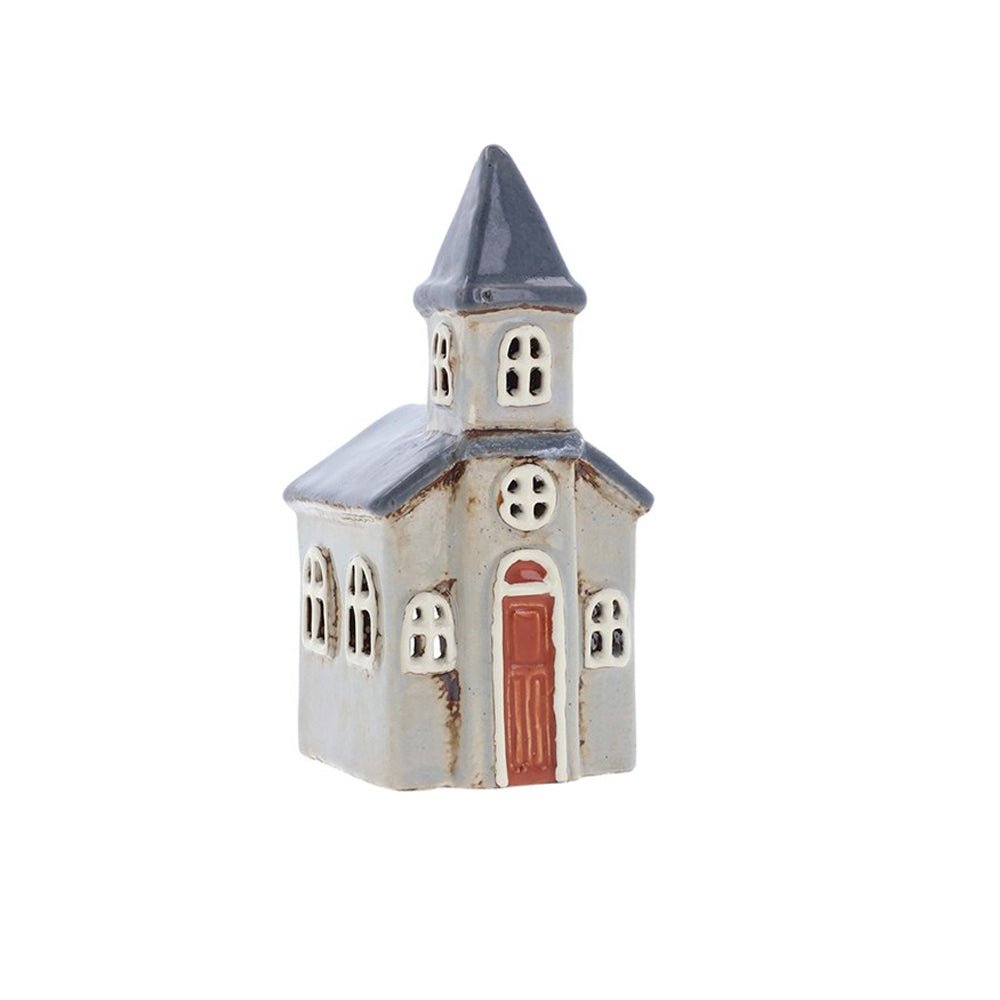 Pottery Church Tealight Holder, Small