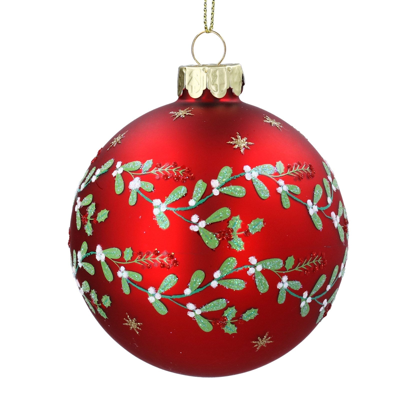 Red Mistletoe Garland Bauble - Angela Reed - Christmas Decorations