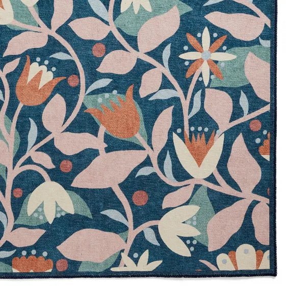 Scion Dancing Daisies Washable Rug, Ink and Blush 76 x 150cm,120 x 170cm,152 x 230cm,185 x 290cm,61 x 230cm runner