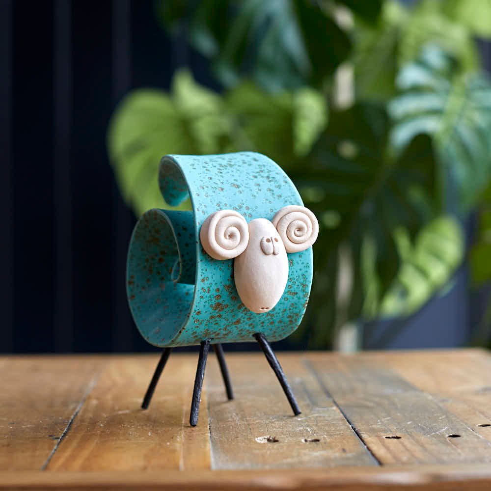 Scroll Ram Turquoise, Large