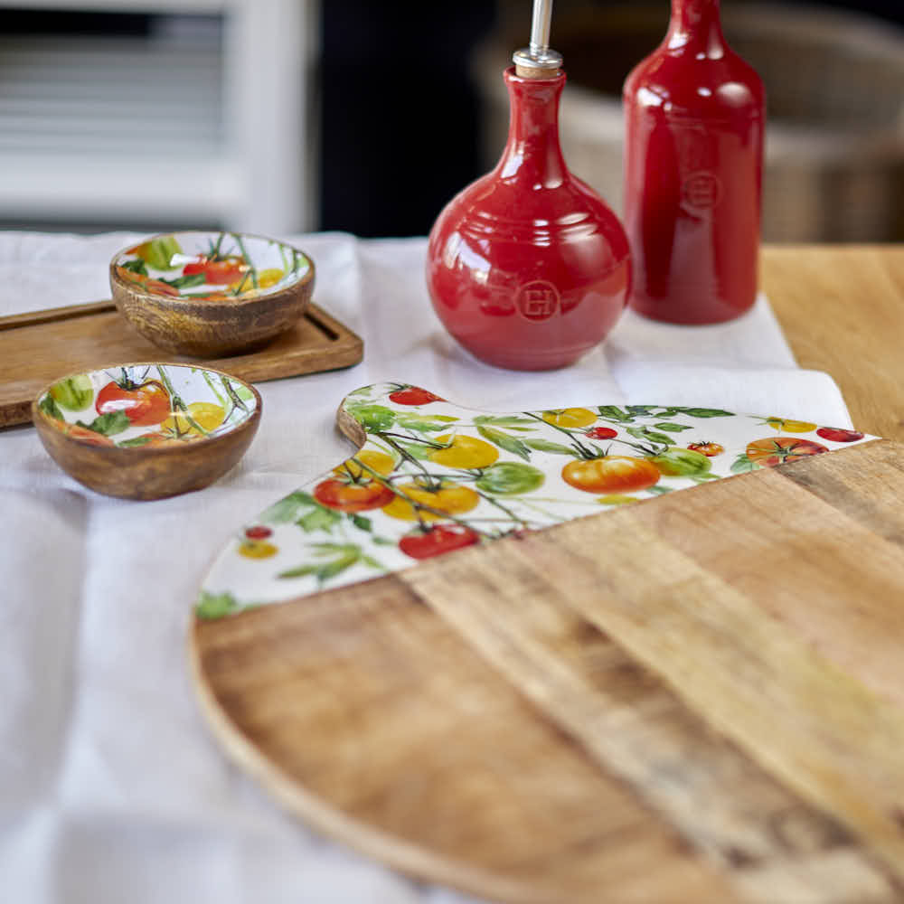 Set of 2 Small Mango Wood Dipping Bowls, Tomato - Angela Reed -