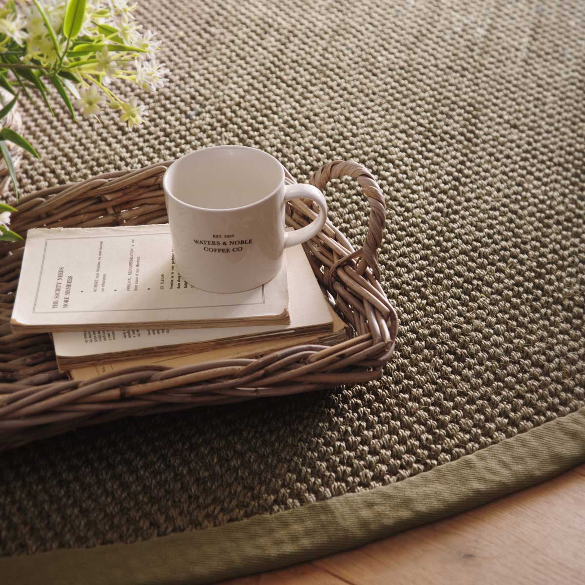 Sisal Rug in Green with Sage Green Border 120 x 170cm,160 x 230cm,200 x 290cm,67 x 200cm