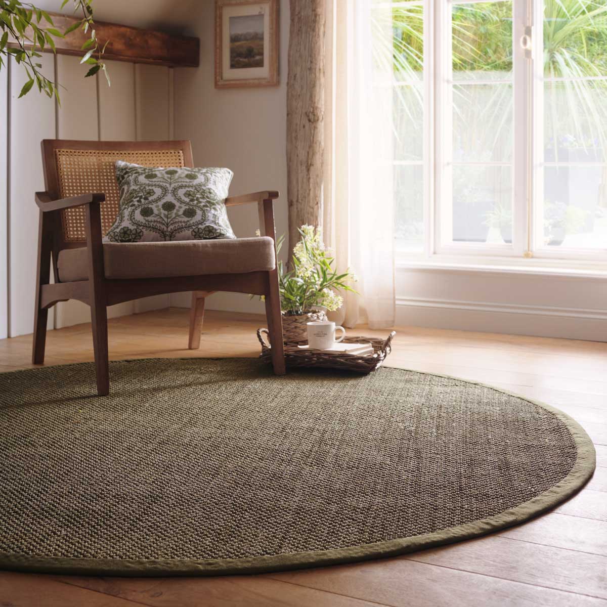 Sisal Rug in Green with Sage Green Border 120 x 170cm,160 x 230cm,200 x 290cm,67 x 200cm
