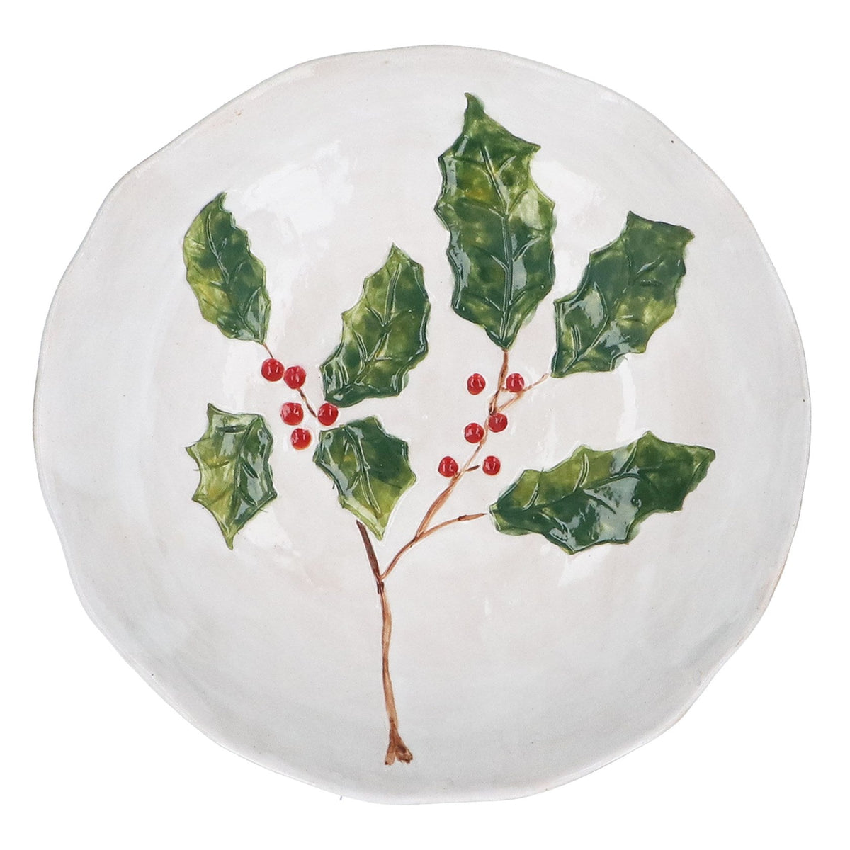 Stoneware Pasta Bowl, Holly & Berries - Angela Reed - Christmas Decorations