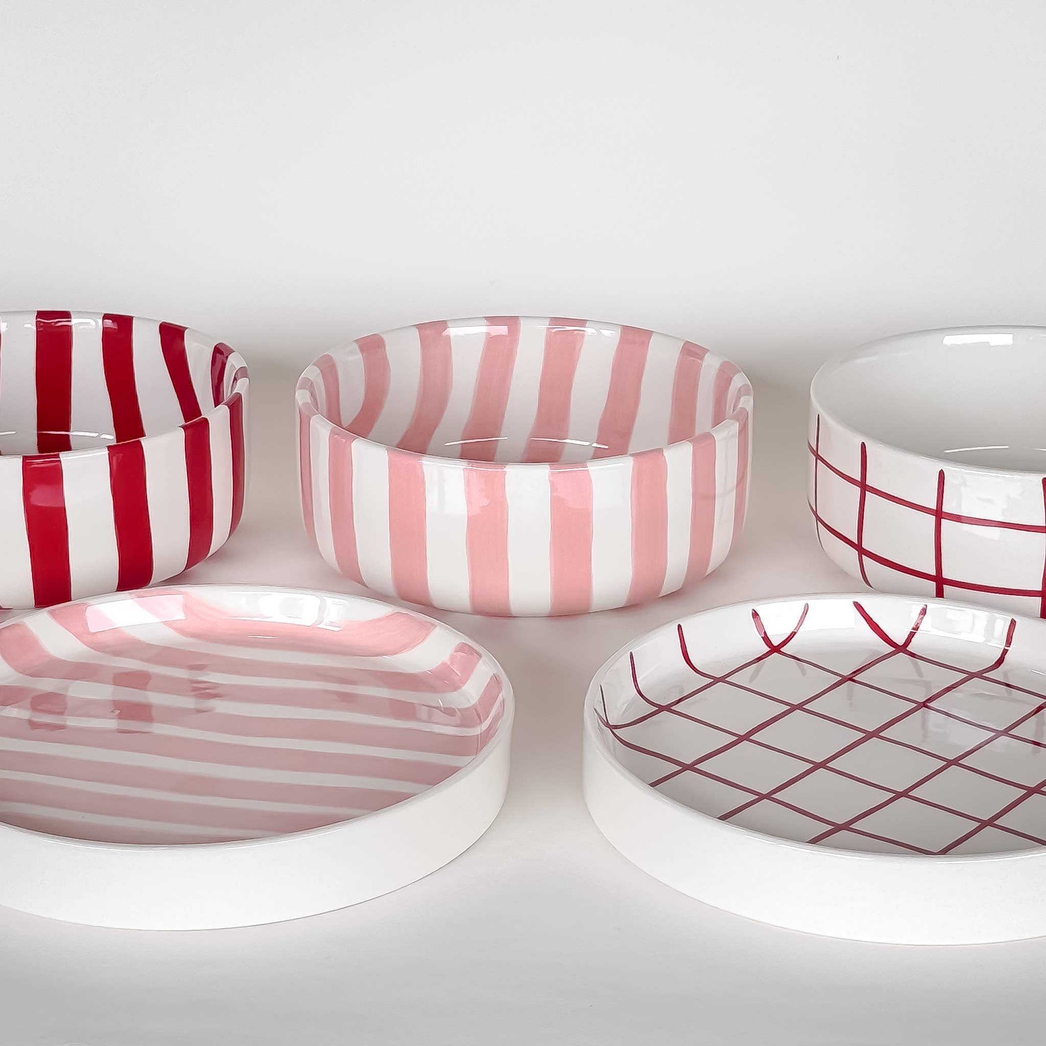 Striped Bowl, Sunset Red