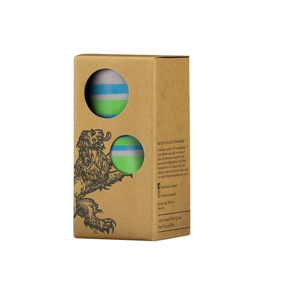 Striped Grass, Nanking Blue & Willow Pillar Candle, Large 15cm
