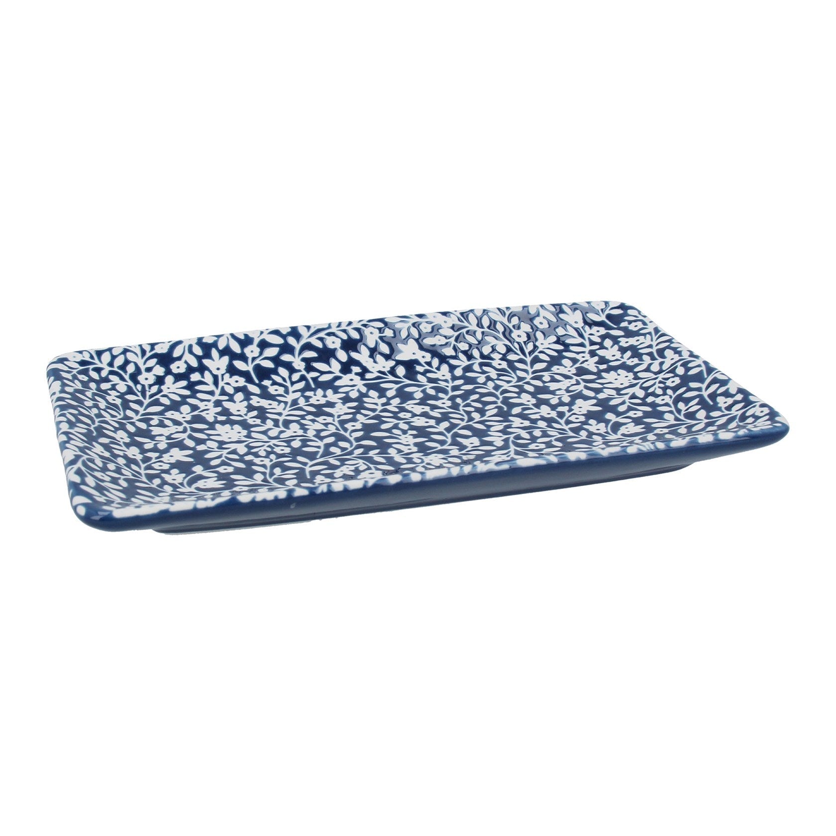 Trinket Dish, Navy & White Floral Large,Small