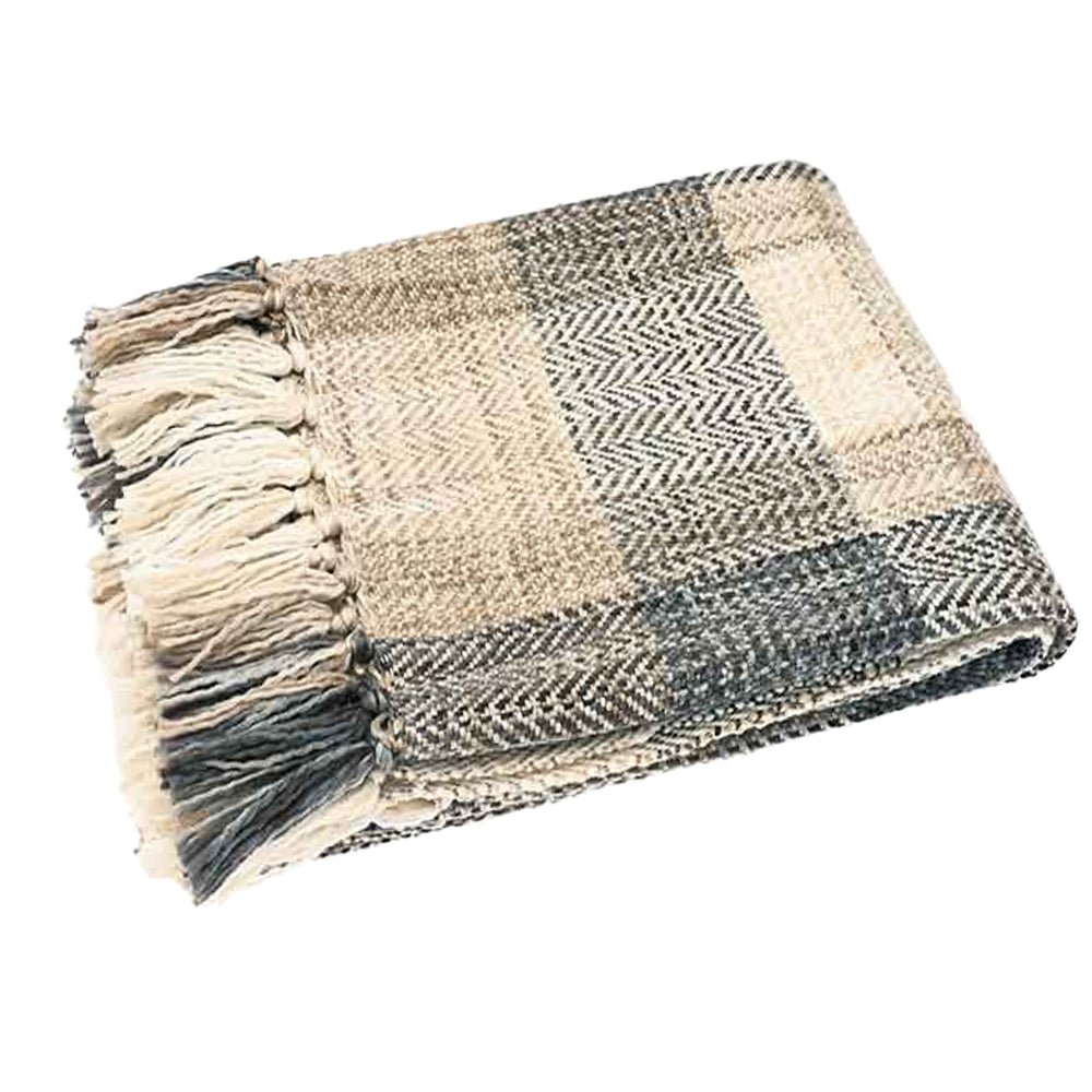 Tweed Check Throw, Brown