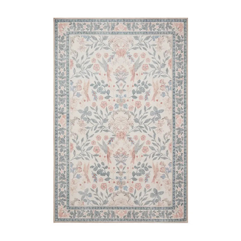 Versailles Washable Rug, Neutral Beige/Blue 61 x 230cm runner,122 x 170cm,152 x 230cm,180 x 270cm