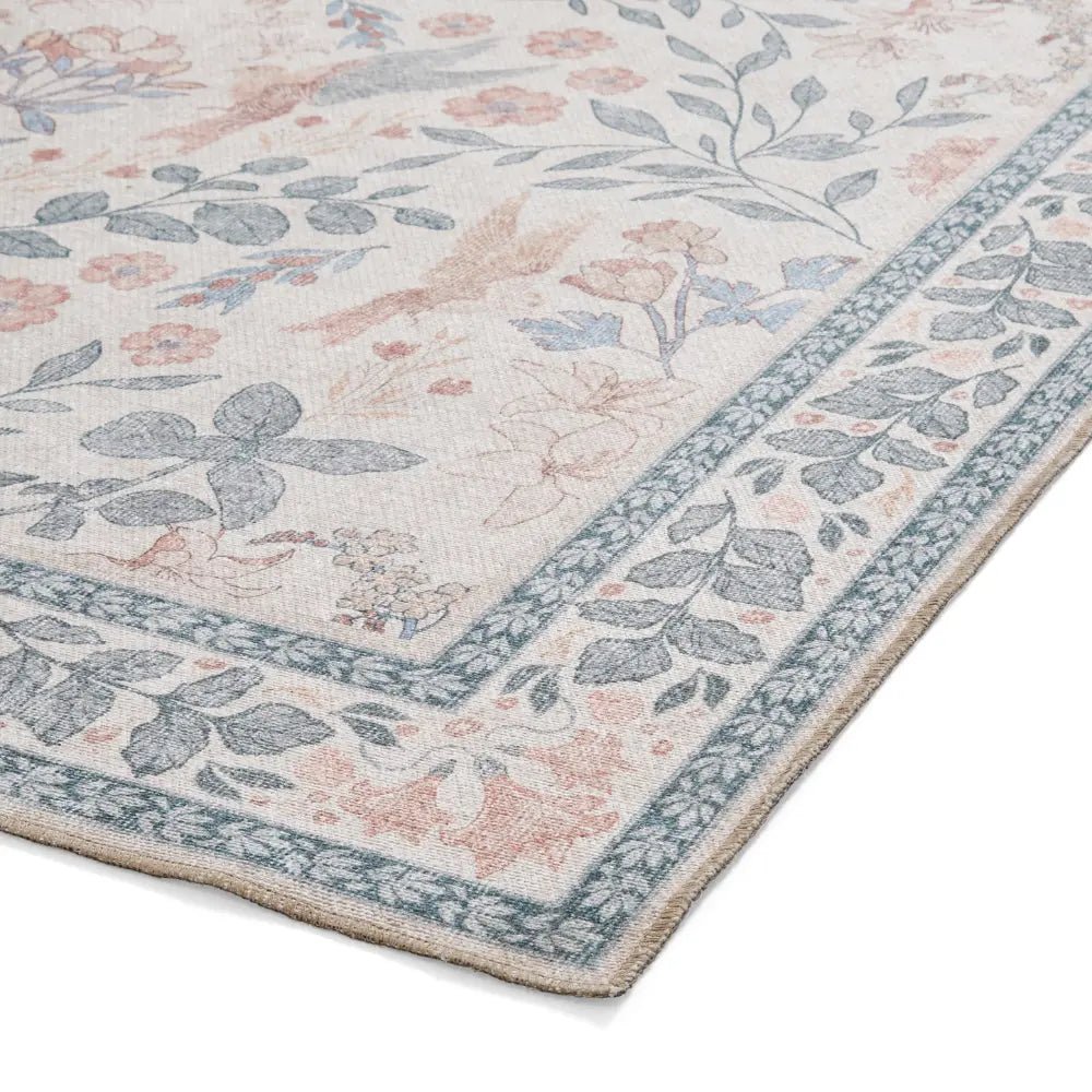 Versailles Washable Rug, Neutral Beige/Blue 61 x 230cm runner,122 x 170cm,152 x 230cm,180 x 270cm