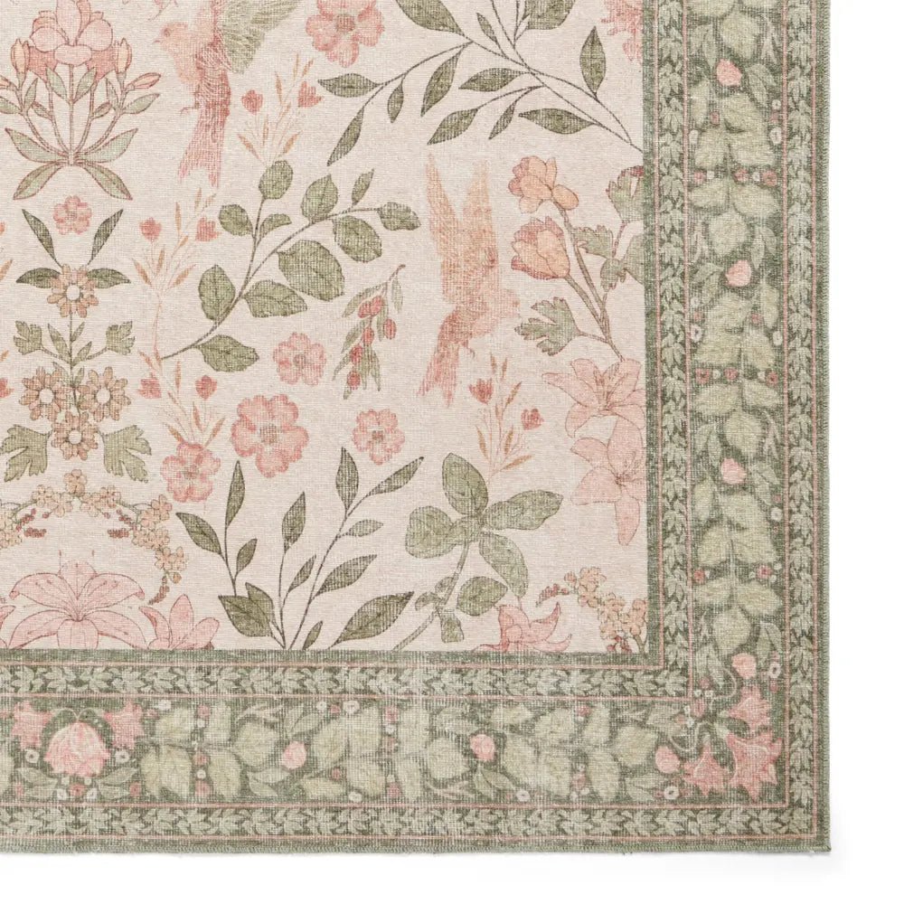 Versailles Washable Rug, Neutral Beige/Green 61 x 230cm runner,122 x 170cm,152 x 230cm,180 x 270cm