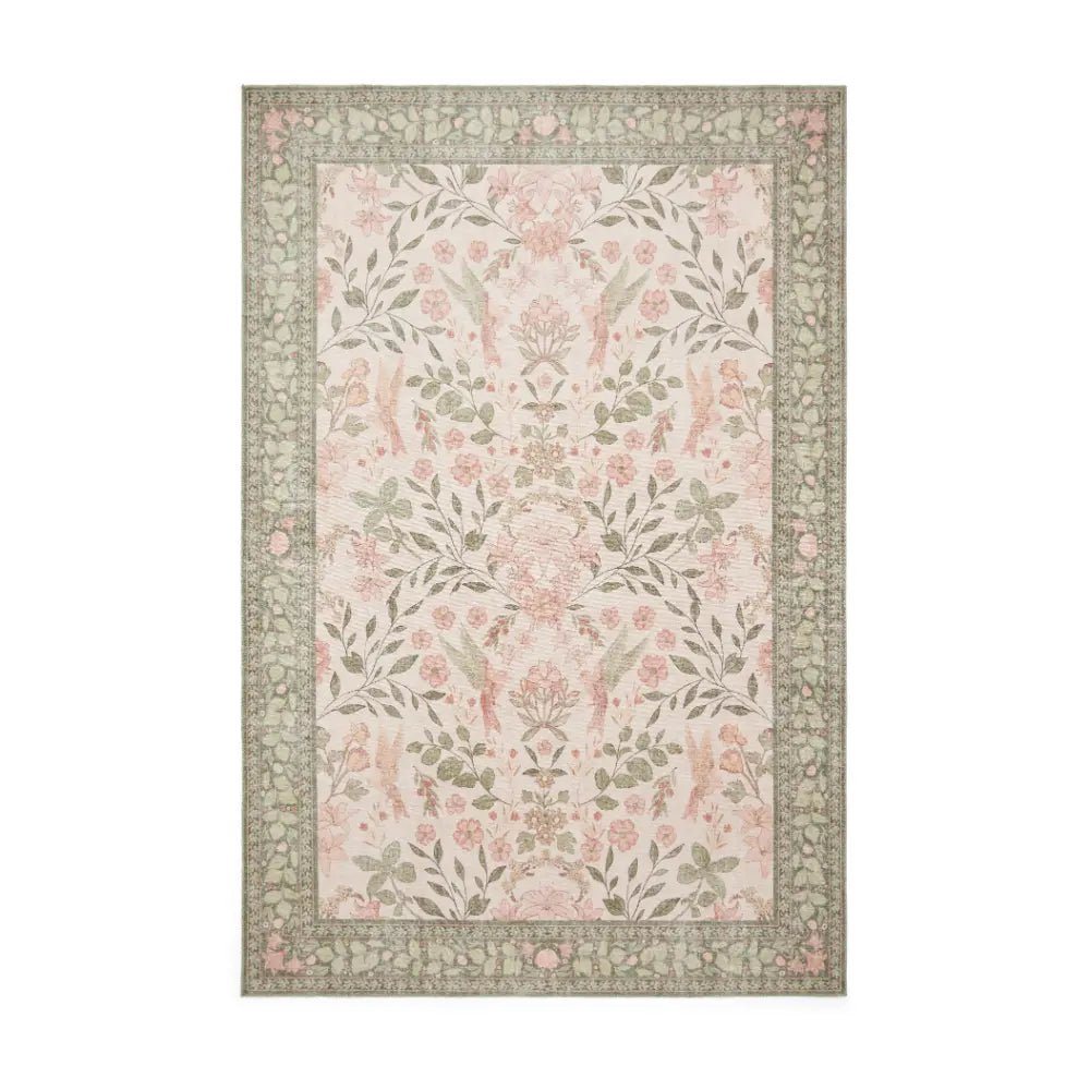 Versailles Washable Rug, Neutral Beige/Green 61 x 230cm runner,122 x 170cm,152 x 230cm,180 x 270cm