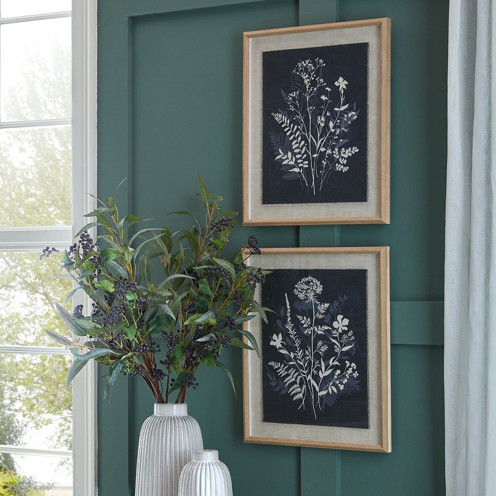 Vintage Style Meadow Print in Wooden Frame