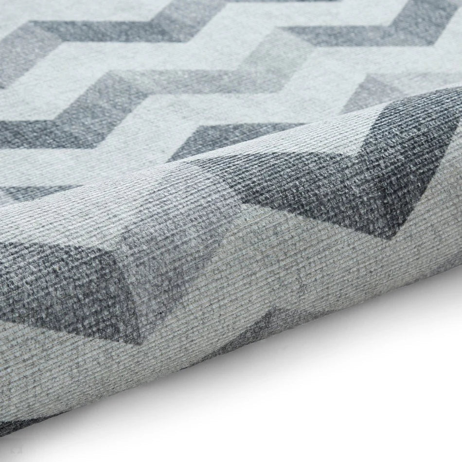 Washable Geometric Rug, Grey 61 x 120cm,61 x 170cm,76 x 150cm,76 x 230cm,122 x 170cm,152 x 230cm