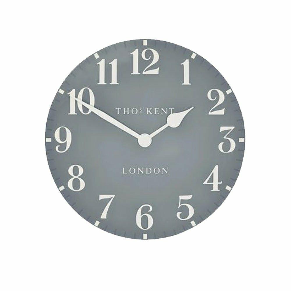 12" Arabic Clock, Flax Blue