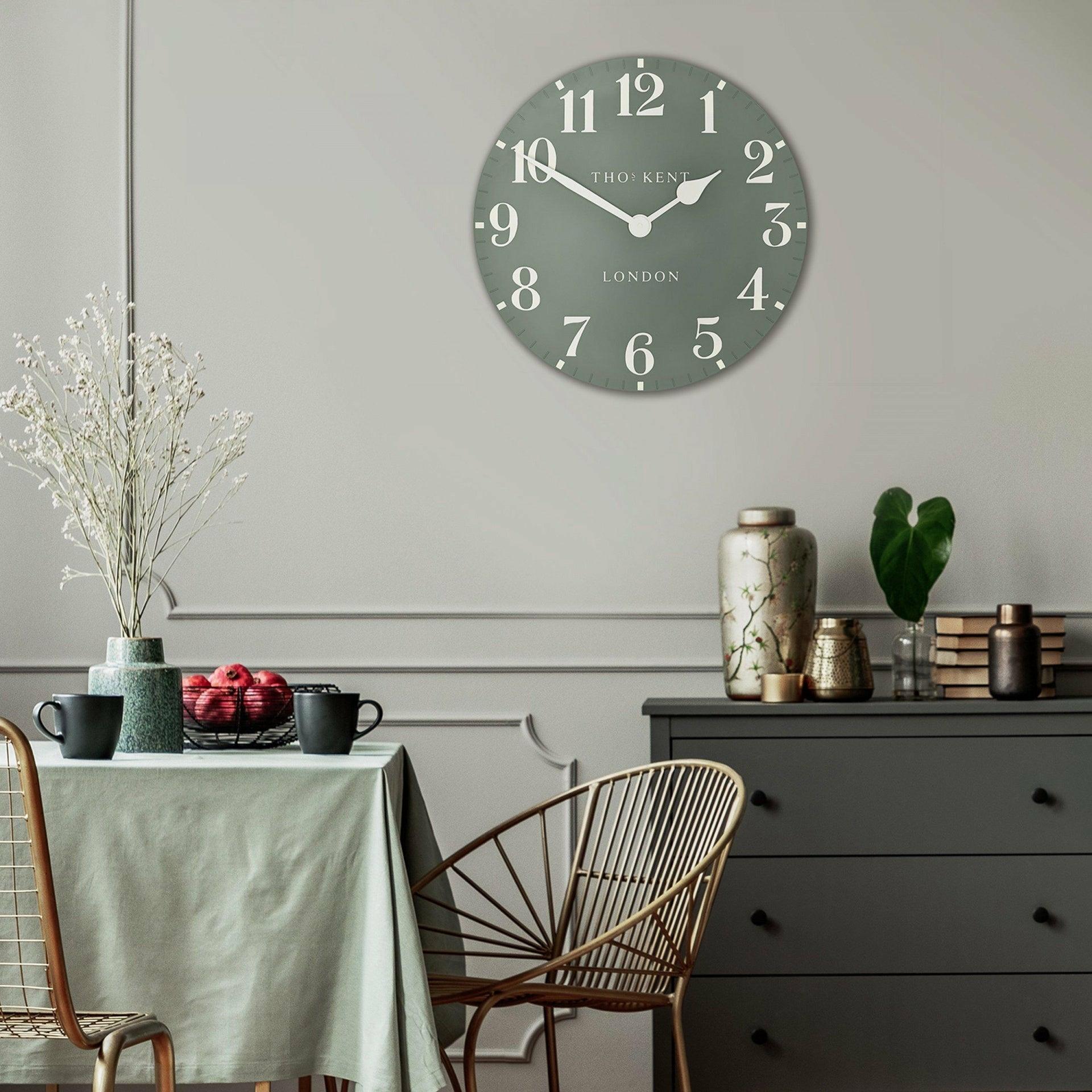 20" Arabic Clock, Seagrass