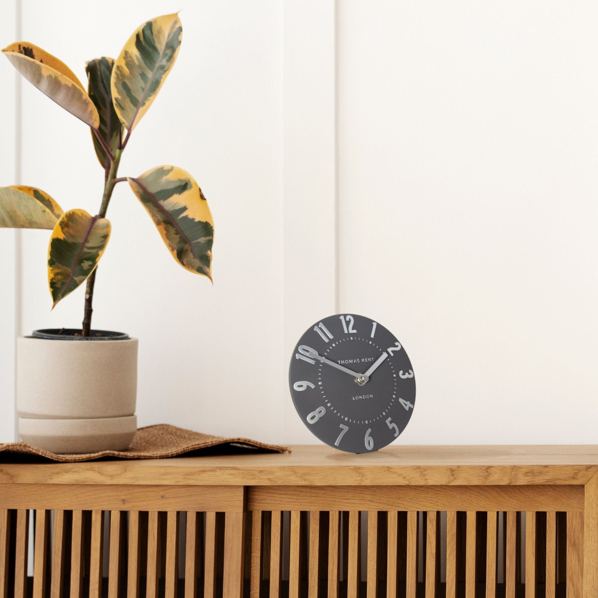 6" Mulberry Mantel Clock, Graphite Silver