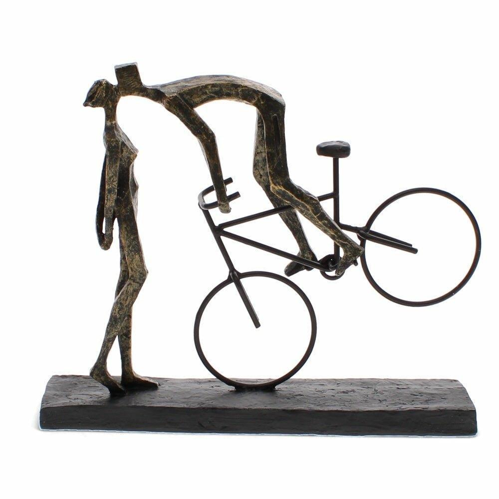 Antique Bronze Sculpture, Kissing Couple On Bike