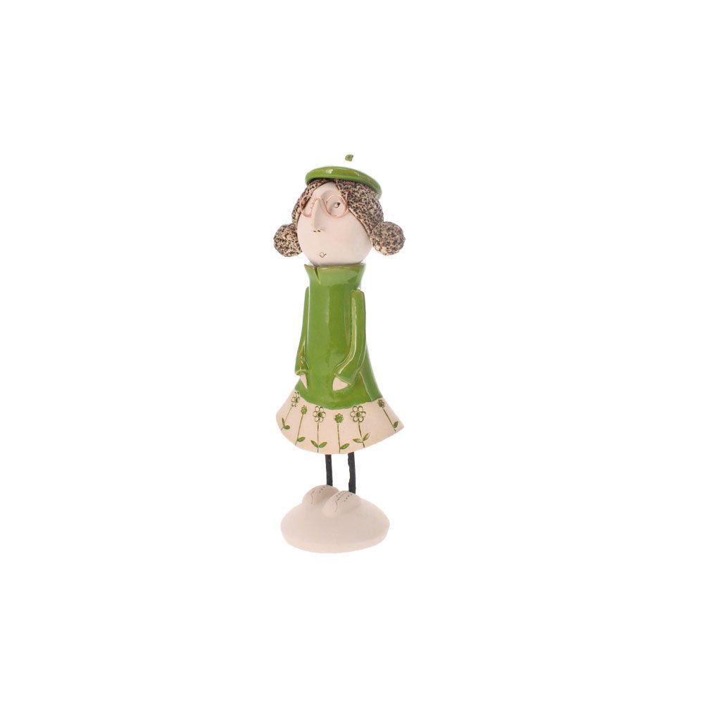 Best Friend Female with Bunches Statue, Green