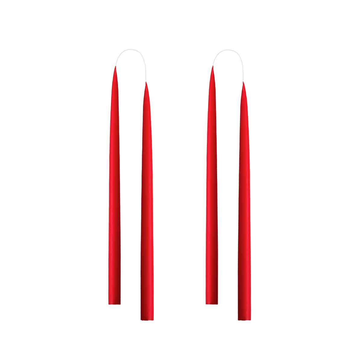 Colourful 35cm Taper Candles - 4 per gift box Winter Red