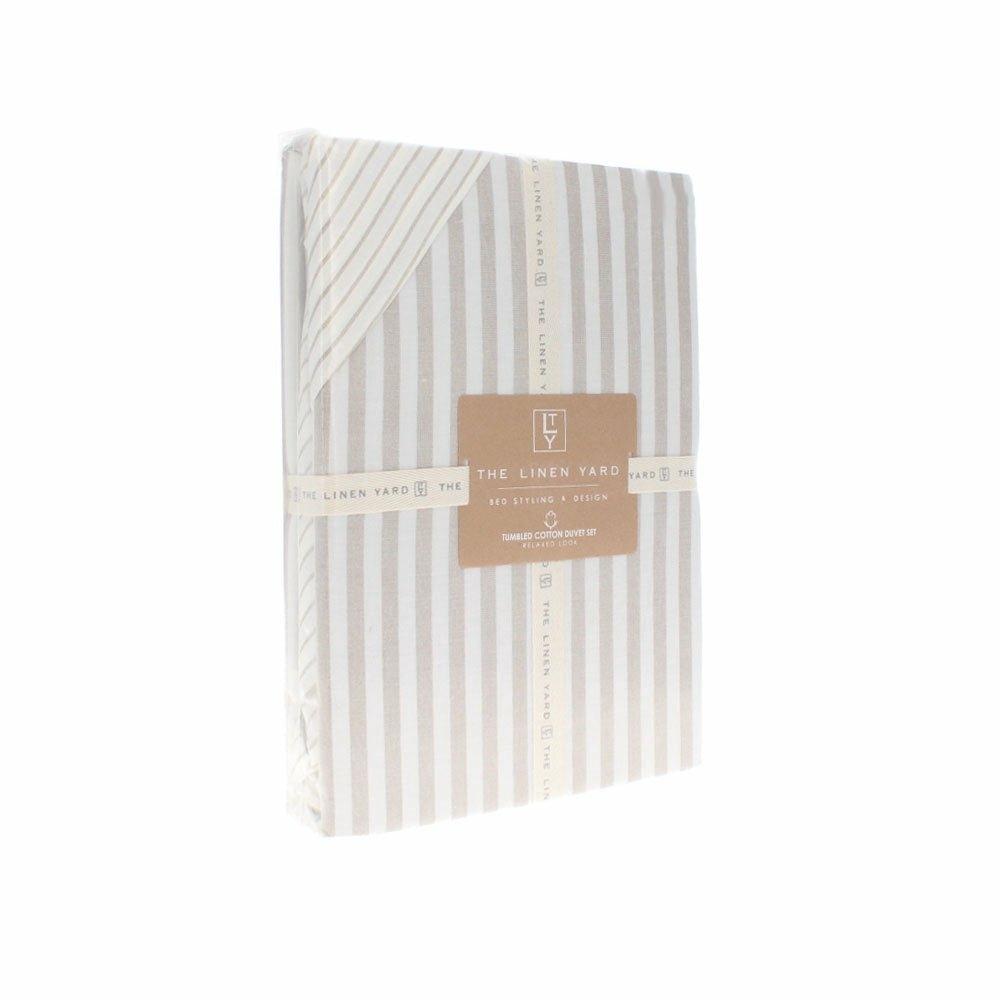 Hebden Mélange Stripe Duvet Cover Set, Natural Super King (6'),Double (4'6"),Kingsize (5'),Single (3')