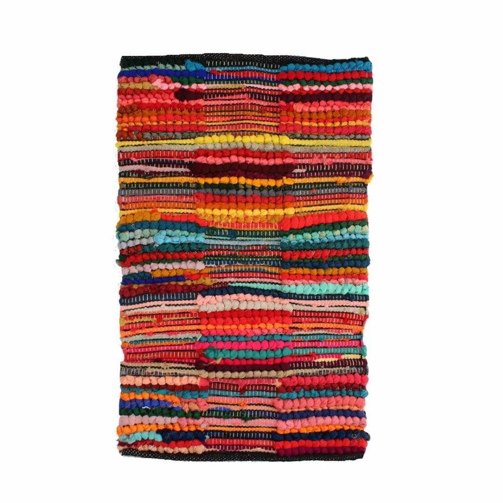 Recycled Chindi Rug, Check with Black Thread