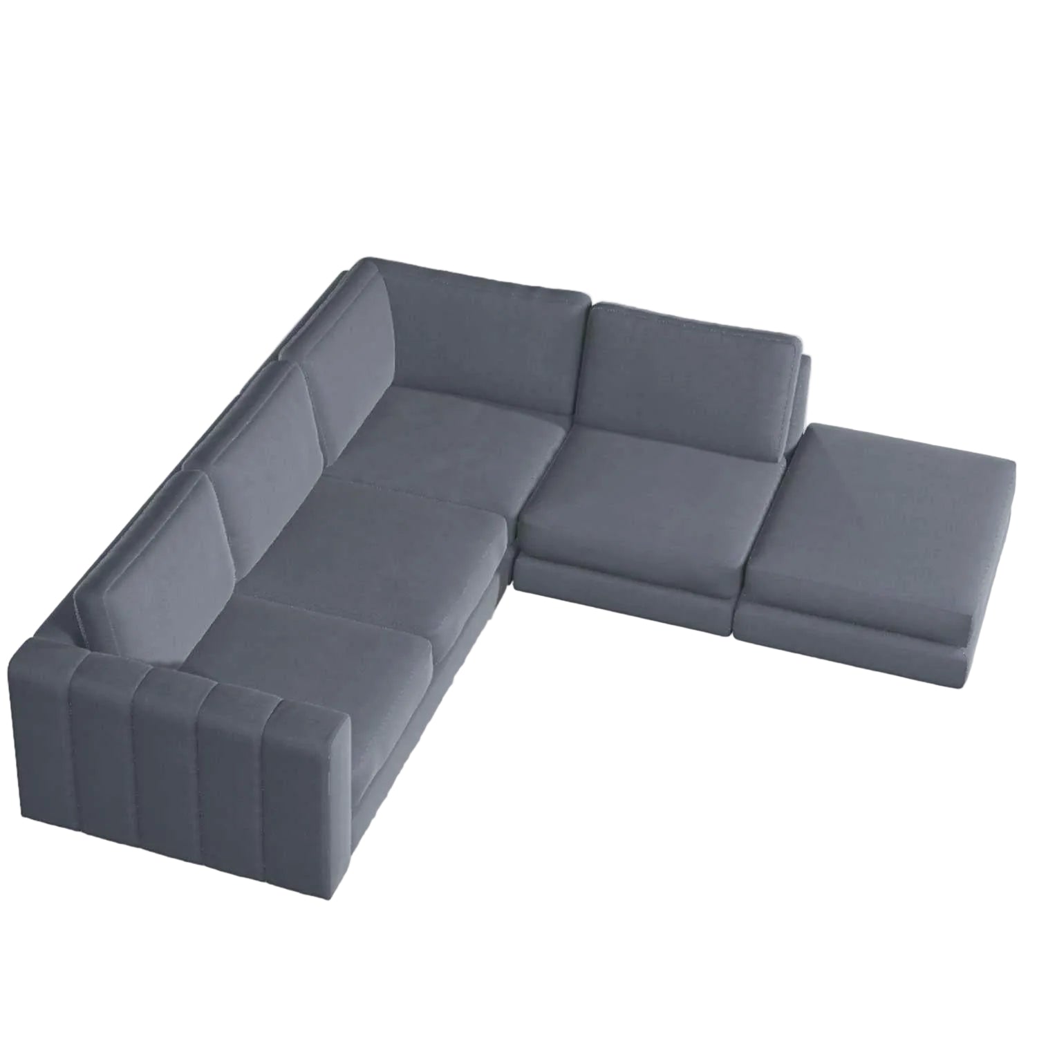 Shuffle Sofa, Corner Group with Stool Jacobean Flower Aqua (Group 4),Boho Denim (Group 4),Mushroom Linen (Group 4),Pigeon Linen (Group 4),Blueberry Linen (Group 4),Blush Linen (Group 4),Jacobean Flower Champagne (Group 4)