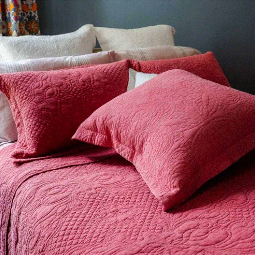 Stonewash Cotton Bedspread, Terracotta Single 190 x 260 cm,One Size 250 x 260 cm - to fit Double or King Size bed,Superking 305 x 280 cm