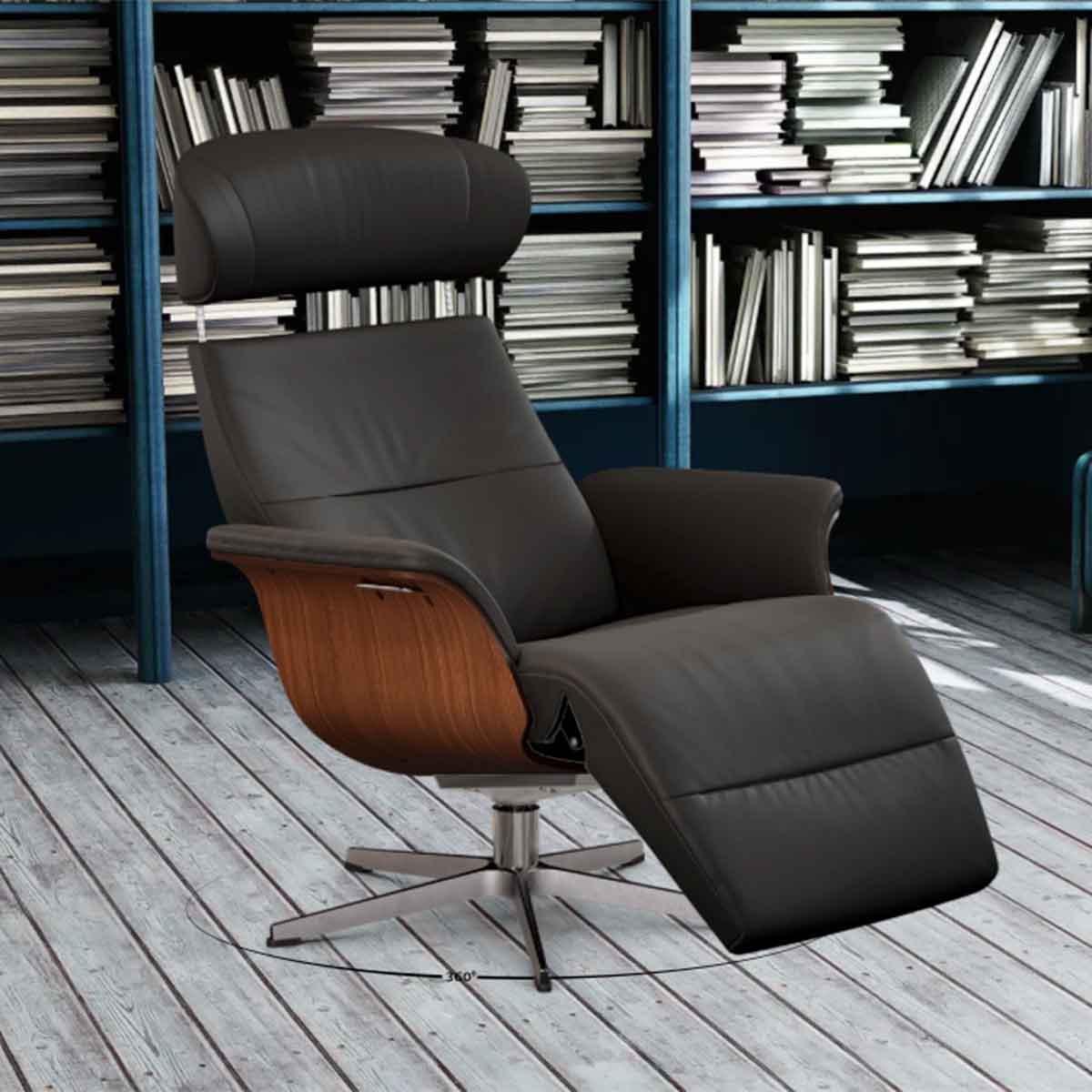 Timeout Reclining Chair in Leather with Built-in Footrest Fantasy Cement / Oak Stained Oak / Aluminium,Fantasy Cement / Oak Stained Oak / Black,Fantasy Cement / Black Stained Oak / Aluminium,Fantasy Cement / Black Stained Oak / Black,Fantasy Cement / Walnut Stained Oak / Aluminium,Fantasy Cement / Walnut Stained Oak / Black,Fantasy Cement / Untreated Oak / Aluminium,Fantasy Cement / Untreated Oak / Black,Fantasy Congnac / Oak Stained Oak / Aluminium,Fantasy Congnac / Oak Stained Oak / Black,Fantasy Congnac