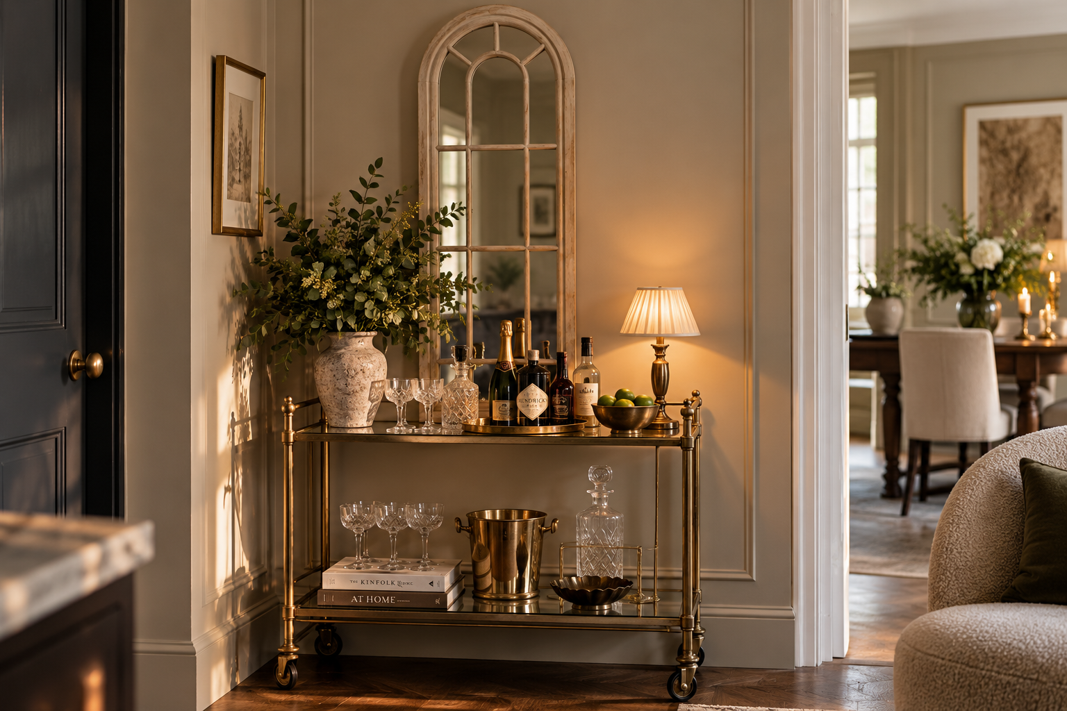 Champagne Bar Mirror: How to Style a Drinks Corner in a Small Room