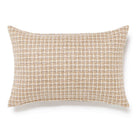 Rectangular Bronte cushion with a natural beige and cream wool check pattern against a white background.