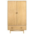 Front view of the G Plan Larsen Oak Wardrobe showing natural wood grain and square handles