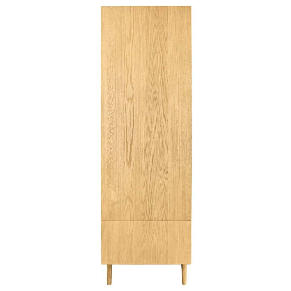 Side profile view of the G Plan Larsen wardrobe showing the depth and oak finish
