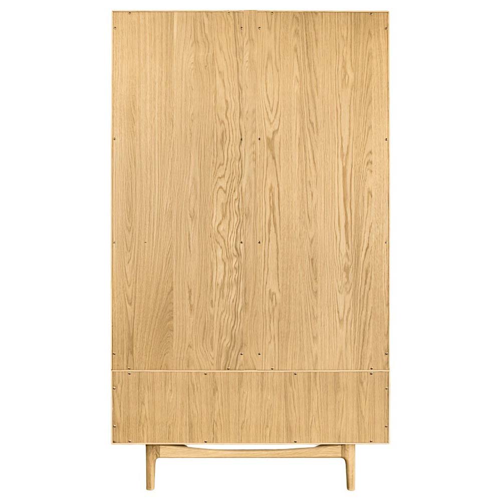 Rear view of the oak wardrobe showing the solid construction and panelled back