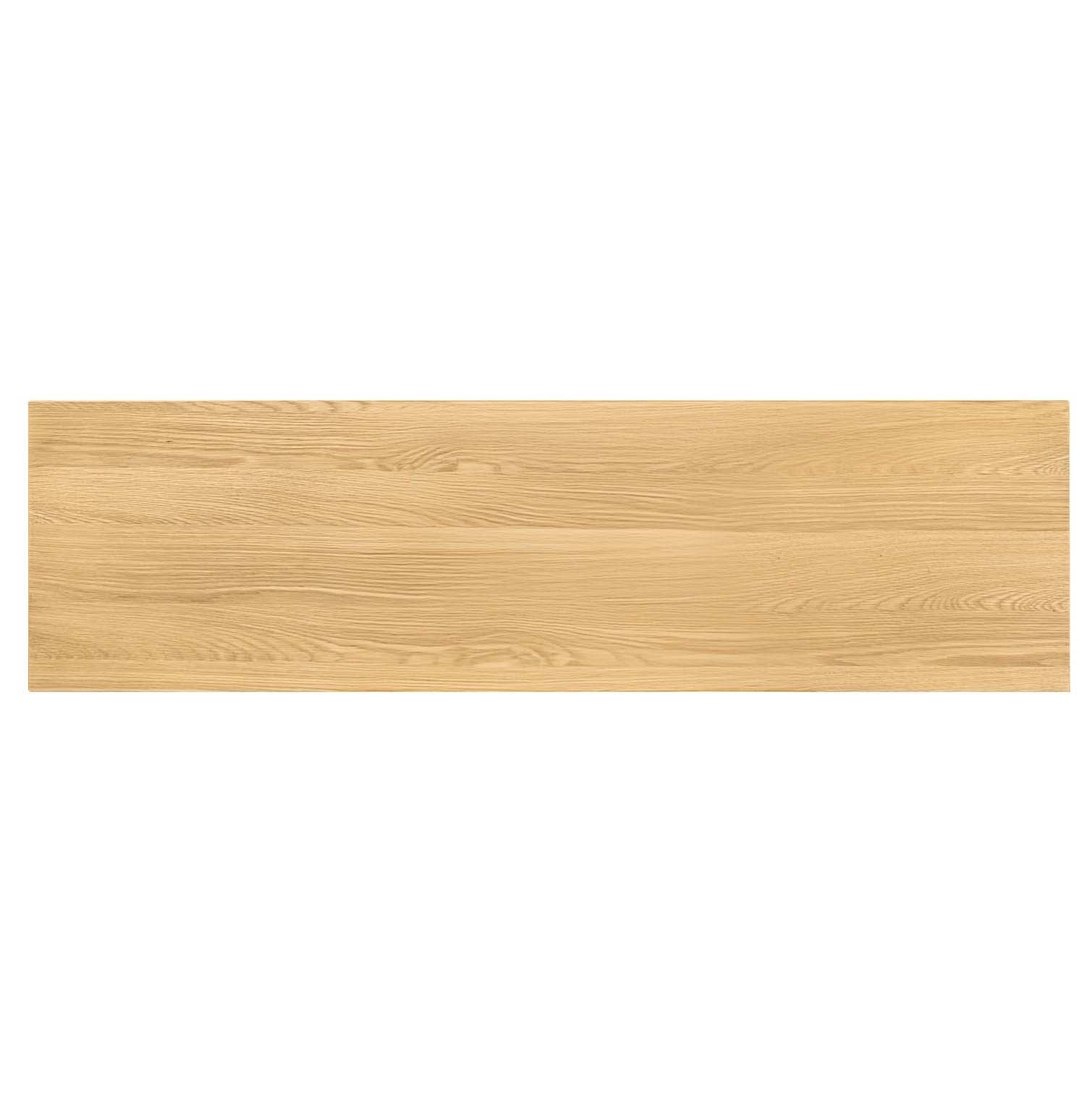 Top down view of the light oak surface showing the natural wood grain and finish