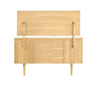 Full rear view of the Larsen oak dressing table and mounted mirror showing the support struts.