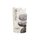 Tranquility hand lotion refill pouch featuring a zen stone design and white screw cap.