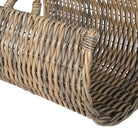 Close-up of the natural rattan weave and durable handle construction