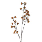 Antique yellow mini morning glory faux spray featuring detailed dark yellow blossoms on tall brown stems