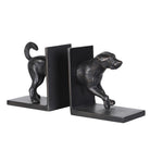 Pair of dark vintage-style dog bookends showing a hound split into two halves.