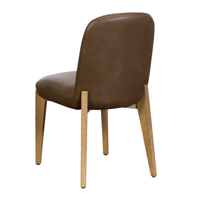 Rear view of the Maddison Dining Chair in brown faux leather