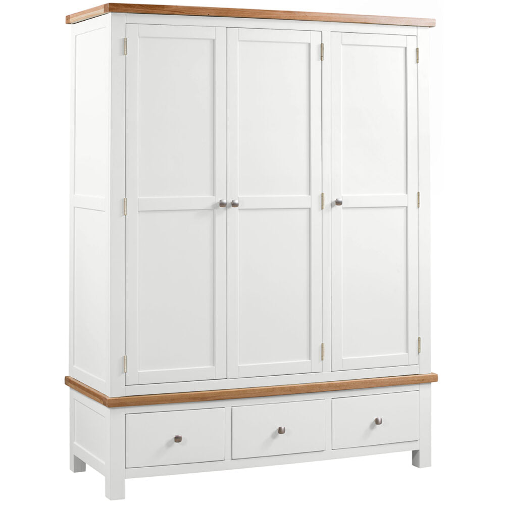 Dorset Triple 3 Drawer Wardrobe White,Ivory,Moon Grey