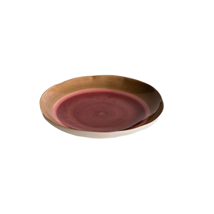 Desert Tri-Colour Plate showing concentric rings of pink and brown with a white exterior base.