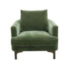 Full front view of the Florence occasional chair in green fabric