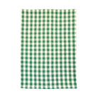 Single foliage green and white gingham check cotton tea towel shown flat