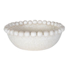 Gloss pearl circular display bowl with a textured bobble rim against a white background.